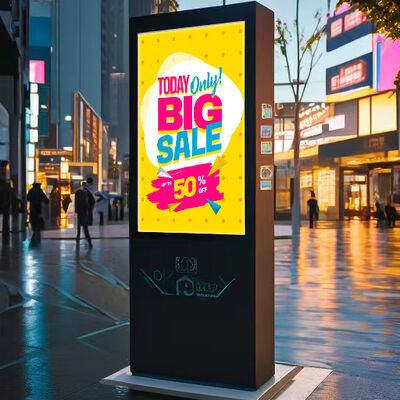55inch IP65 Waterproof Outdoor Kiosk with 3000cd/m² Brightness LCD Advertising Display and Touchscreen