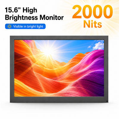 15.6 Inch 2000 Nits Outdoor Industrial Monitor with Aluminum Alloy Housing and Sunlight Readable Display